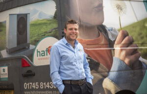Hafod Renewables MD David Jones celebrating with staff after a bumper year.