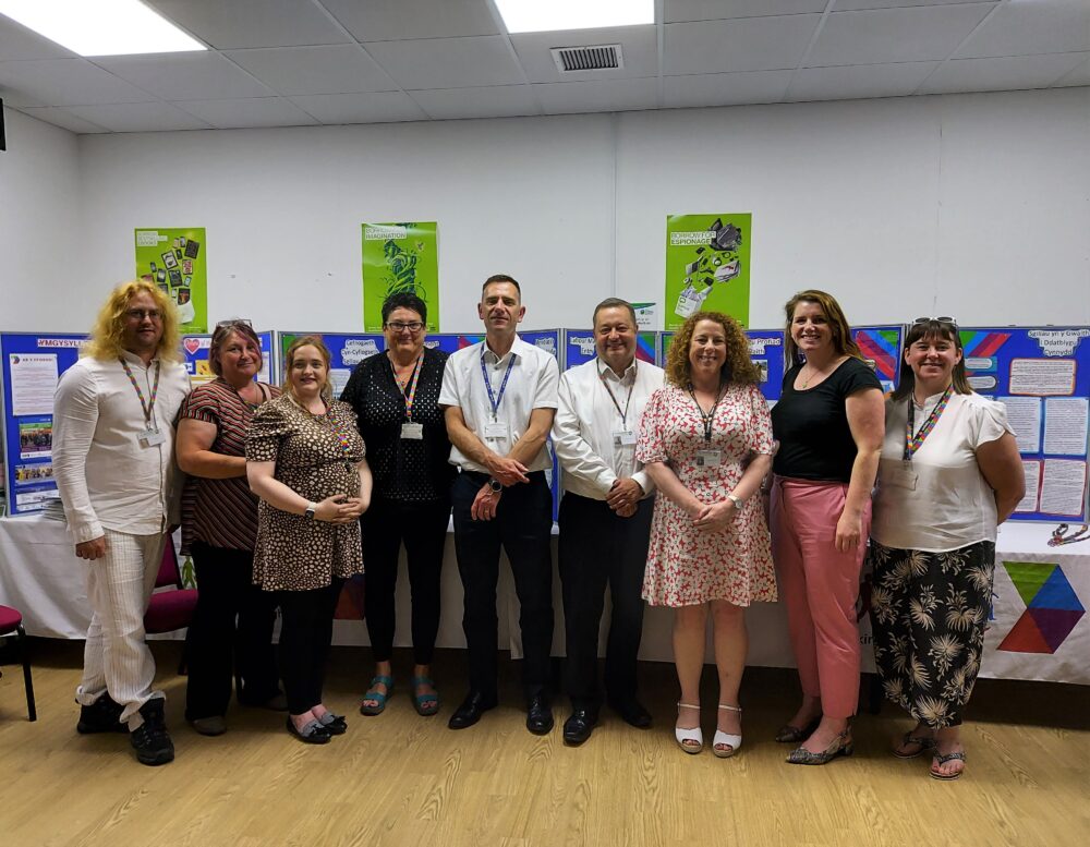 Denbighshire staff alongside Leader and Deputy Leader of the council and Alison McGovern MP