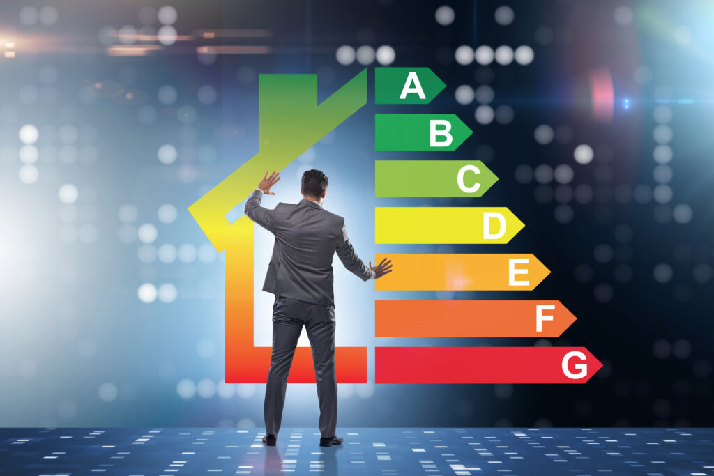 Businessman in energy efficiency concept