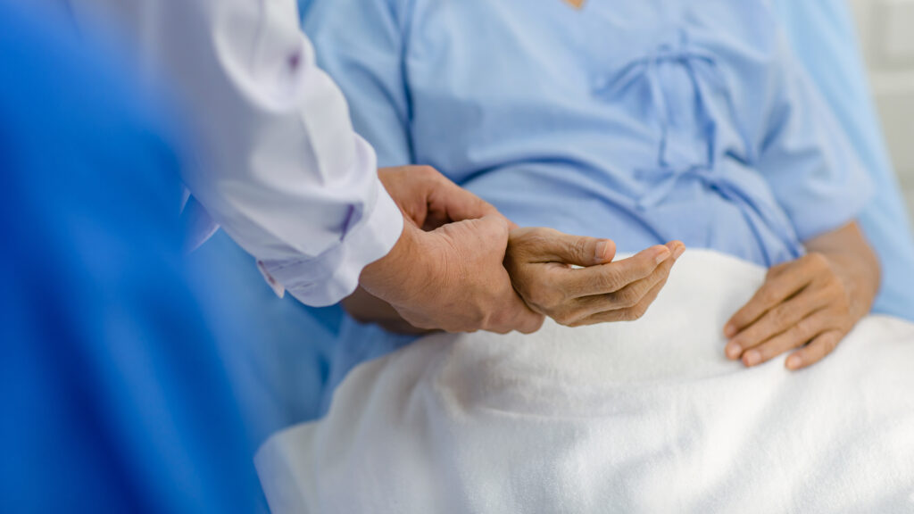 Closeup shot hands of unrecognizable unknown doctor practitioner