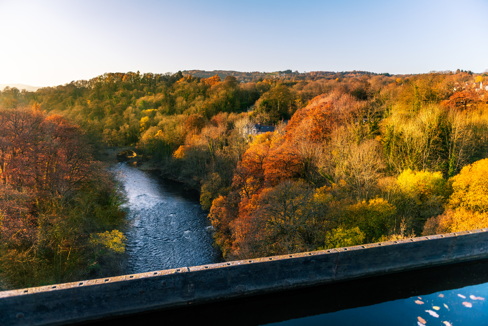 Pontcysyllte Aqueduct with Llangollen Canal in Wales, UK
