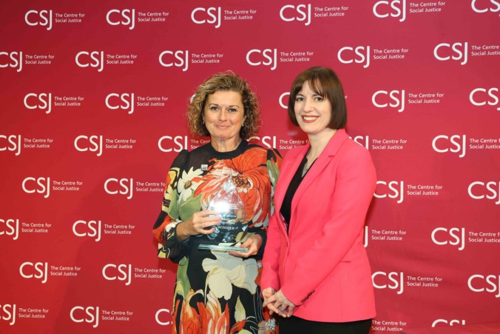 Left to right- Ali Wheeler, CEO of WMTG with Bridget Phillipson Secretary of State for Education and Minister for Women and Equalities