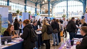 Busy Community Careers Fair in Historic Hall