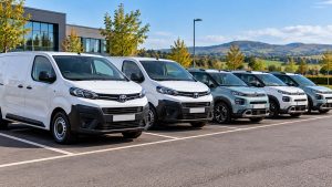 Modern Fleet Outside a Scenic Office Park